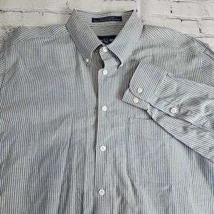 Alan Flusser Large Button Down Long Sleeve Shirt‎ Blue Multicolor Striped